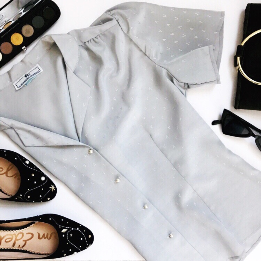 Vintage Light Gray Blouse